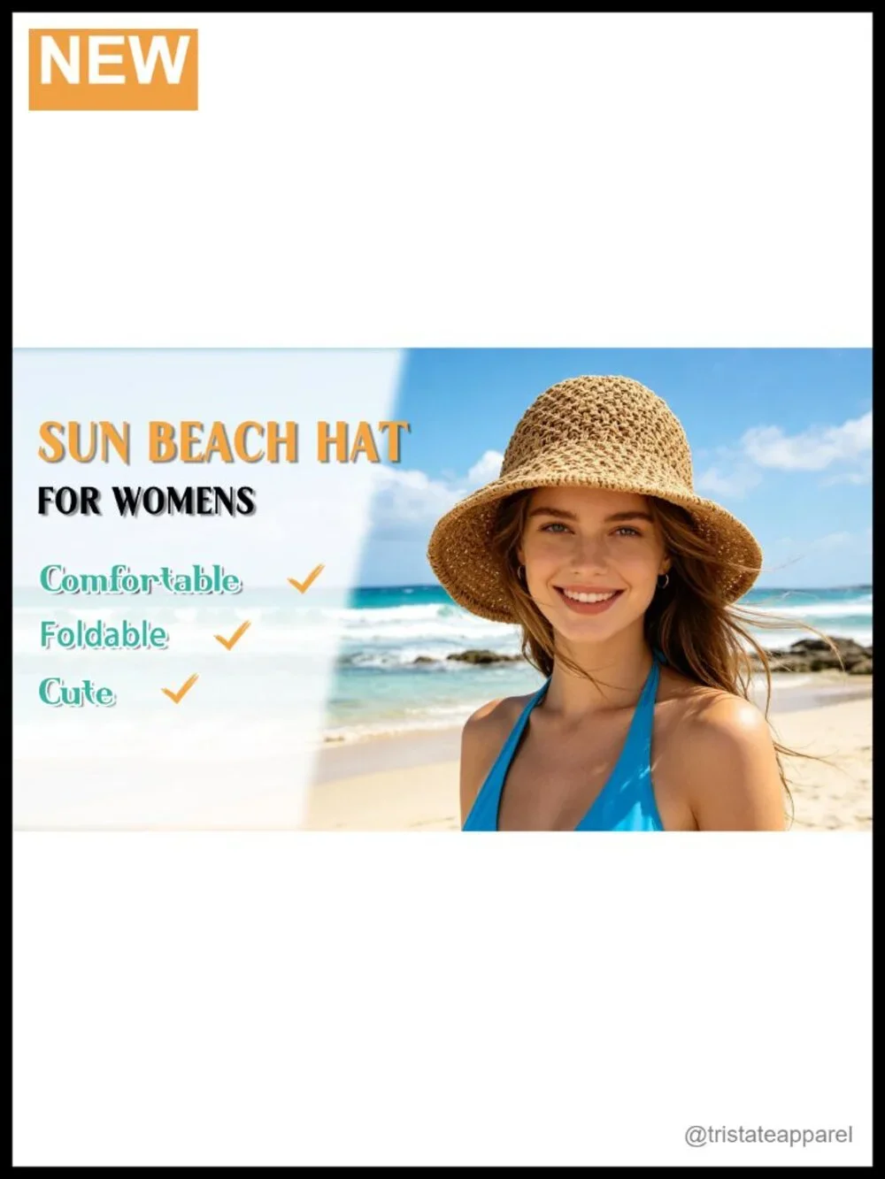 Women's Straw Sun Hat Foldable Packable Handwoven Beach Bucket Hat with Wired